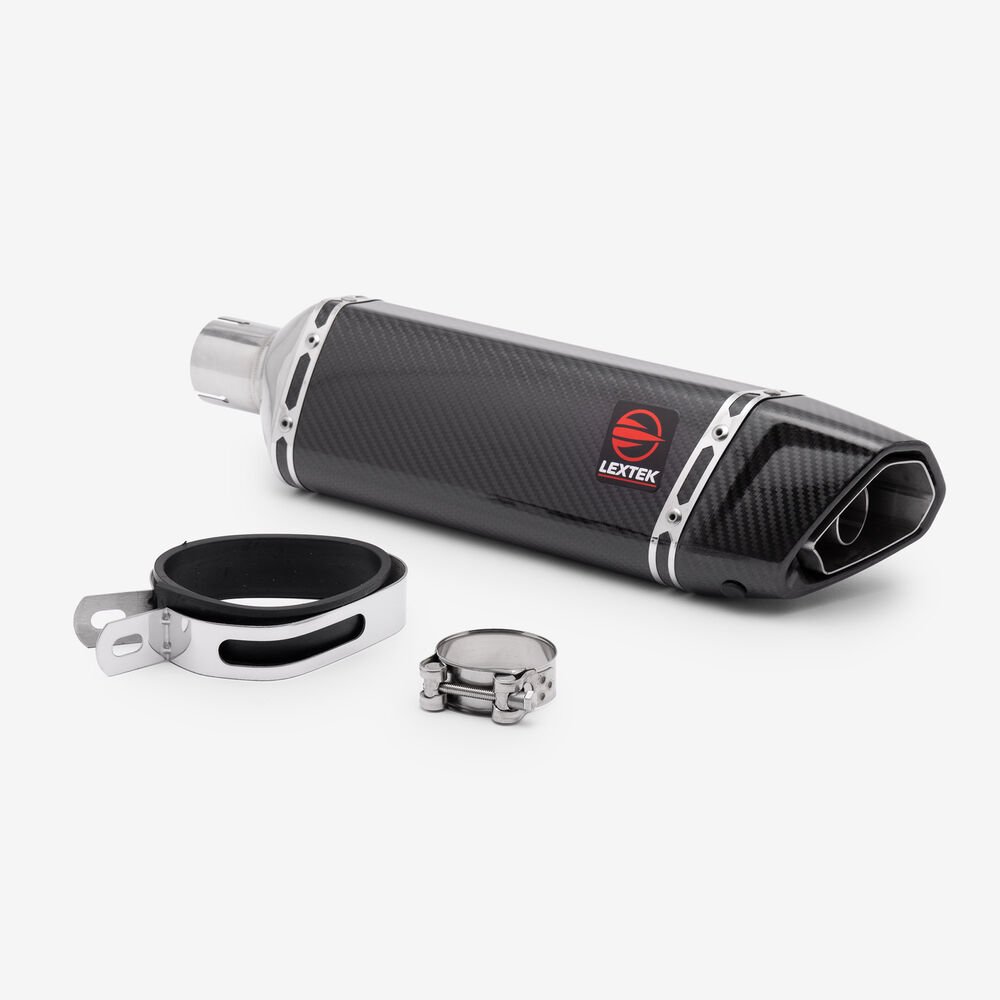 Lextek Gloss Carbon Fibre SP9CL Exhaust Silencer 300mm 51mm (Left Hand) - Image 7