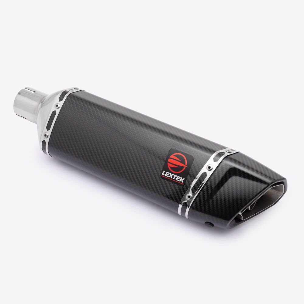 Lextek Gloss Carbon Fibre SP9CL Exhaust Silencer 300mm 51mm (Left Hand)