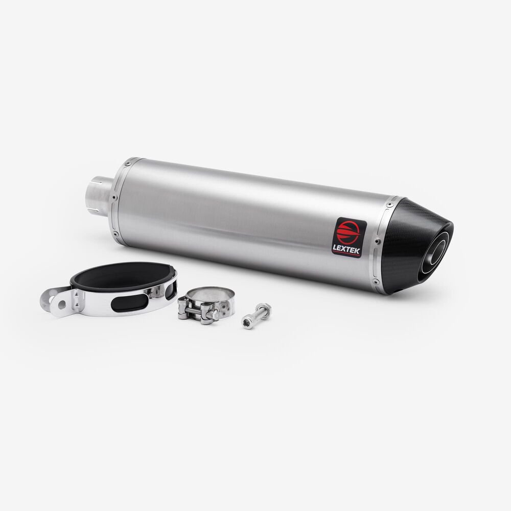 Lextek Matt Stainless Steel RP1L Exhaust Silencer 400mm with Carbon Tip 51mm (Left Hand) - Image 2