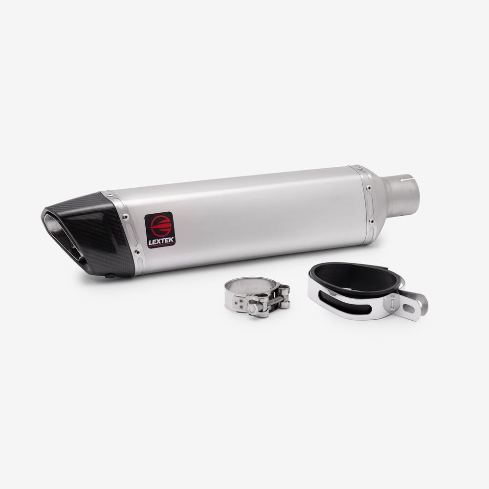 Lextek Matt Stainless Steel ST7 Exhaust Silencer 400mm with Carbon Tip 60mm - Image 2