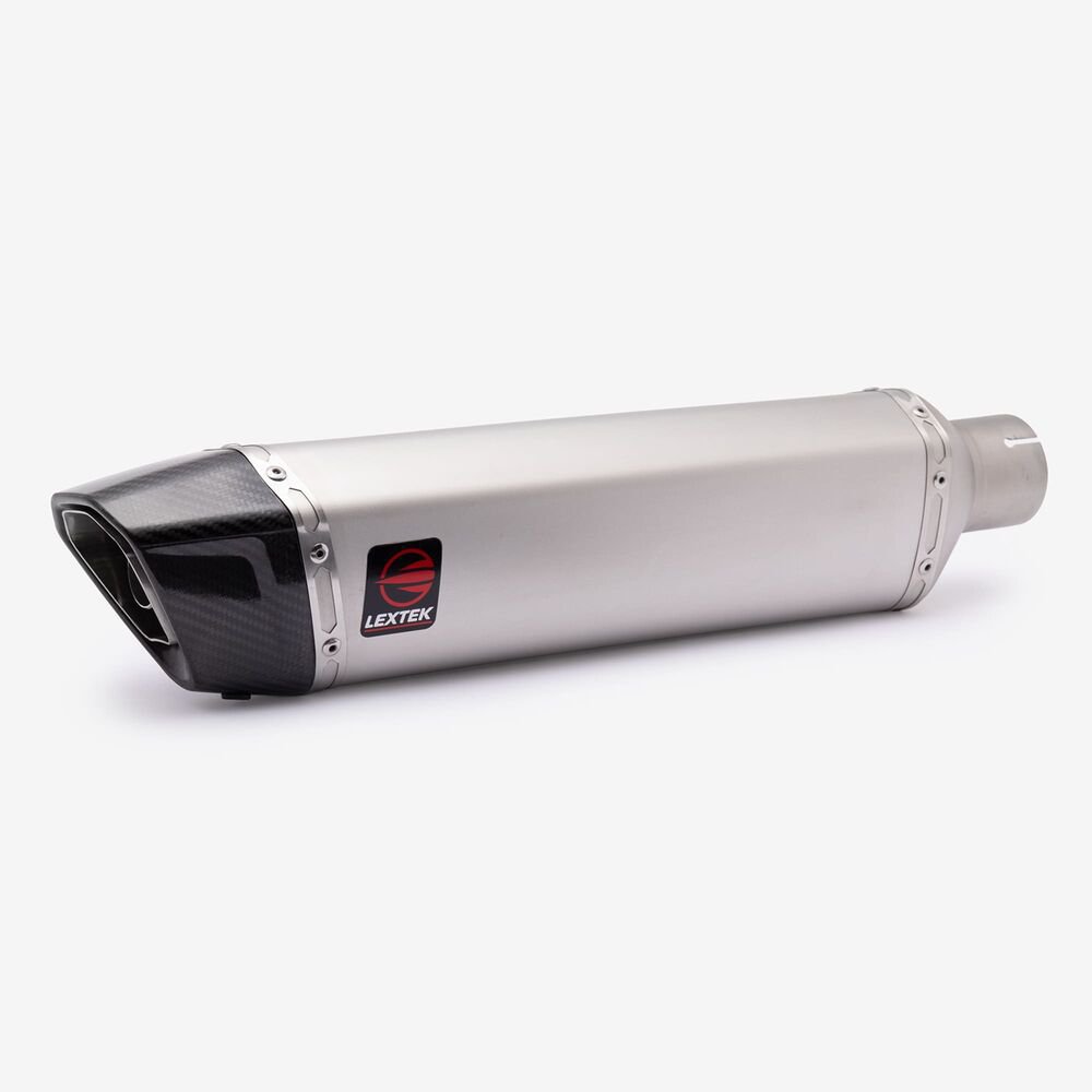 Lextek Matt Stainless Steel ST7 Exhaust Silencer 400mm with Carbon Tip 60mm - Image 3