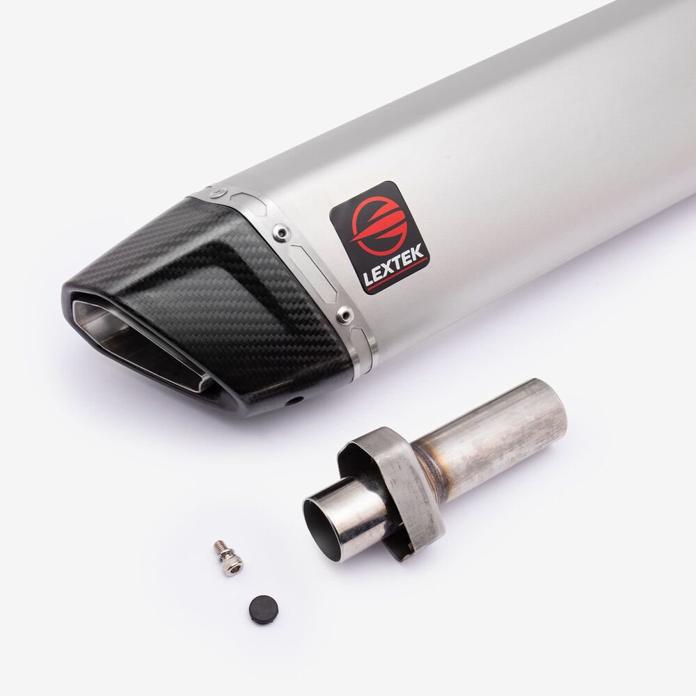 Lextek Matt Stainless Steel ST7 Exhaust Silencer 400mm with Carbon Tip 60mm - Image 5