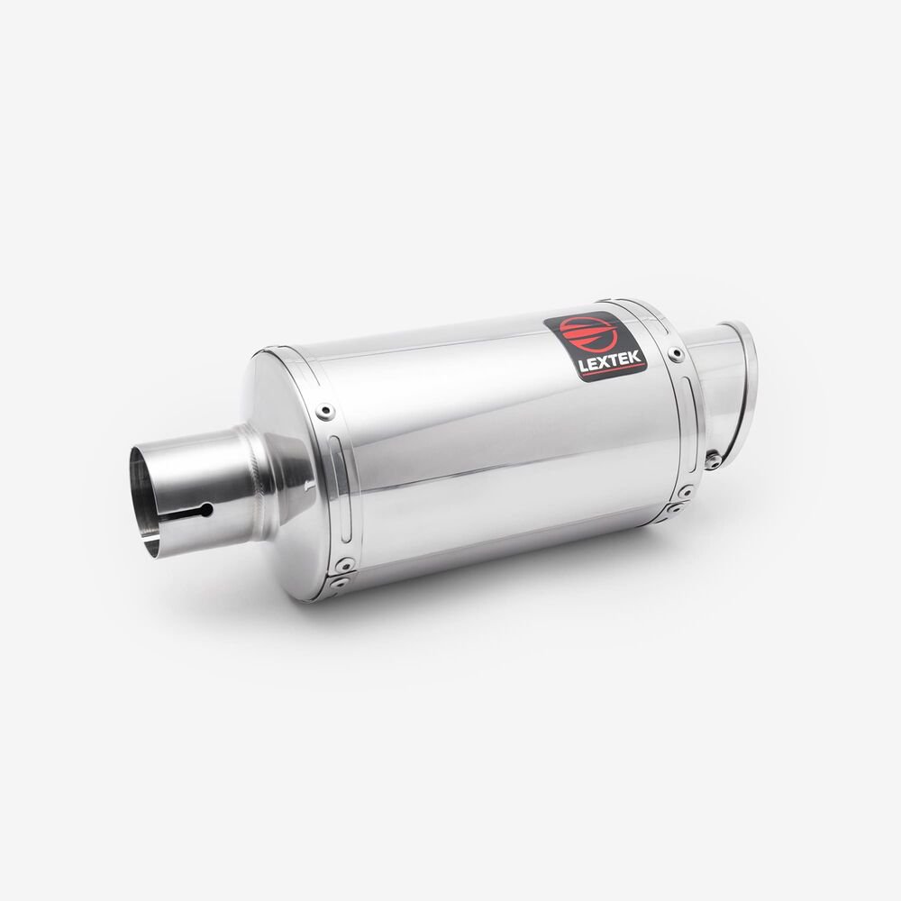 Lextek Polished Stainless Steel YP4L Stubby Exhaust Silencer 200mm 51mm (Left Hand) - Image 4