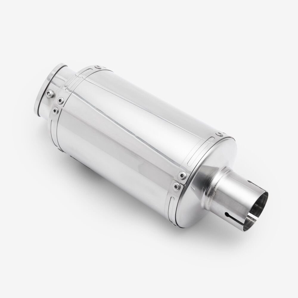 Lextek Polished Stainless Steel YP4L Stubby Exhaust Silencer 200mm 51mm (Left Hand) - Image 8