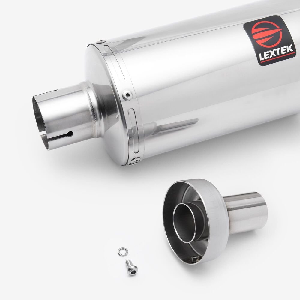 Lextek Polished Stainless Steel YP4L Stubby Exhaust Silencer 200mm 51mm (Left Hand) - Image 3