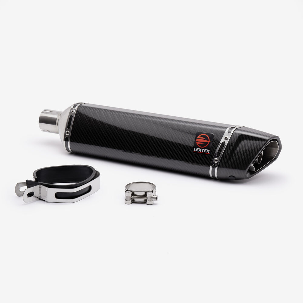 Lextek Gloss Carbon Fibre SP7CL Exhaust Silencer 400mm 51mm (Left Hand) - Image 2